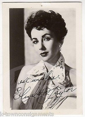 ELIZABETH TAYLOR HOLLYWOOD MOVIE ACTRESS VINTAGE FACSIMILE SIGNATURE PROMO PHOTO - K-townConsignments