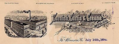 CORNISH CURTIS GREENE DAIRY WISCONSIN ANTIQUE GRAPHIC ENGRAVING STATIONERY 1896 - K-townConsignments