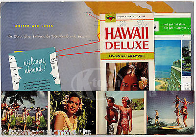 UNITED AIRLINES VINTAGE GRAPHIC ADVERTISING HAWAIIN FLIGHT PACKET & FLYERS - K-townConsignments