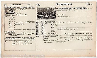 NOTHUMBERLAND PA AMMERMAN & WEITZEL WHITE ASH COAL ANTIQUE LEDGER DOCUMENT 1850s - K-townConsignments