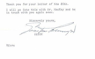 ERASTUS CORNING ALBANY NEW YORK MAYOR ORIGINAL AUTOGRAPH SIGNED LETTERHEAD 1982 - K-townConsignments