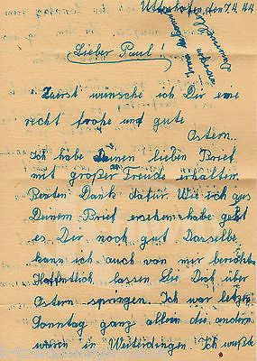 TENGEN GERMANY VINTAGE WWII GERMAN SOLDIER FELDPOST STAMPED LETTER 1944 - K-townConsignments