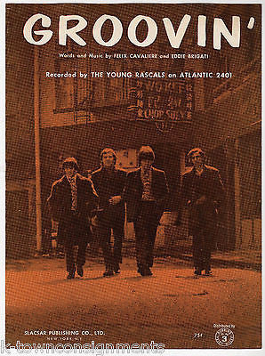 YOUNG RASCALS GROOVIN' SONF & LYRICS VINTAGE ATLANTIC RECORDS SHEET MUSIC 1967 - K-townConsignments