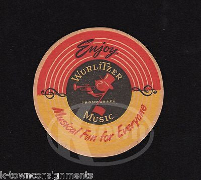 WURLITZER MUSIC FUN FOR EVERYONE VINTAGE GRAPHIC ADVERTISING BEER COASTER - K-townConsignments