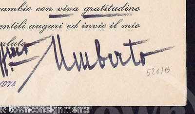 KING UMBERTO II OF ITALY VINTAGE AUTOGRAPH SIGNED POLITICAL THANK YOU CARD 1974 - K-townConsignments