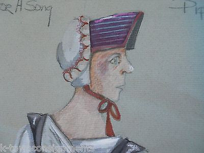 LADY PIPPIN A PENNY FOR A SONG THEATRE COSTUME DESIGN SKETCH PAINTING SIGNED - K-townConsignments