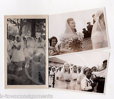 YOUNG GIRLS CATECHISM CONFIRMATION DRESSES VINTAGE AMERICAN LIFE SNAPSHOT PHOTOS - K-townConsignments
