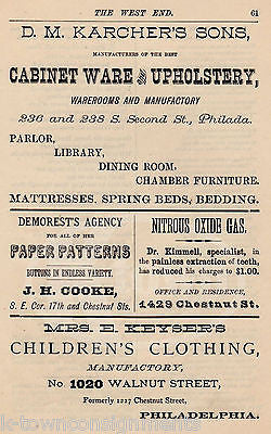 KARCHER'S CABINETS & FURNITURE / NITROUS OXIDE DENTIST PHILA PA ANTIQUE AD PRINT - K-townConsignments