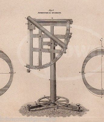 ASTRONOMY QUADRENT SCIENTIFIC TOOL DESIGN ANTIQUE GRAPHIC ENGRAVING PRINT 1832 - K-townConsignments