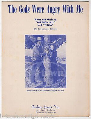 JIMMY WAKELY GODS WERE ANGRY WITH ME VINTAGE COUNTRY MUSIC SONG SHEET MUSIC 1948 - K-townConsignments