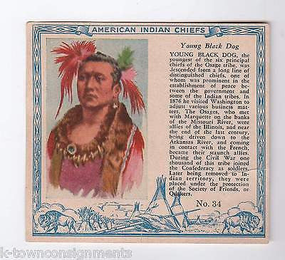 YOUNG BLACK DOG OSAGE NATIVE AMERICAN INDIAN CHIEF ANTIQUE RED MAN TOBACCO FLYER - K-townConsignments