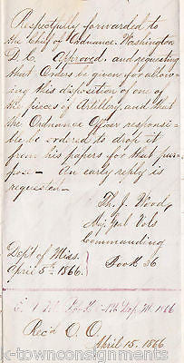 CIVIL WAR PEMBERTON VICKSBURG SURRENDER MONUMENT OFFICIAL MILITARY LETTERS 1866 - K-townConsignments