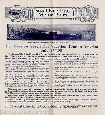 PORTLAND ME NEW ENGLAND ROYAL BLUE LINE TRAIN VINTAGE MOTOR TOURS BROCHURE - K-townConsignments
