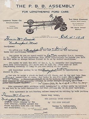LACONIA TRUCK CO FORD MOTORS CAR EXTENSION KIT ANTIQUE GRAPHIC STATIONERY LETTER - K-townConsignments