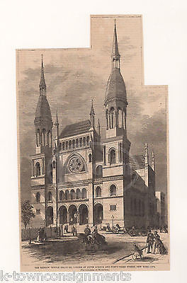 EMANUEL HEBREW TEMPLE NEW YORK CITY JEWISH ANTIQUE ENGRAVING ART PRINT 1868 - K-townConsignments