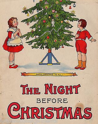 SANTA CLAUS THE NIGHT BEFORE CHRISTMAS ANTIQUE GRAPHIC ART BOOK COVER PRINTS - K-townConsignments