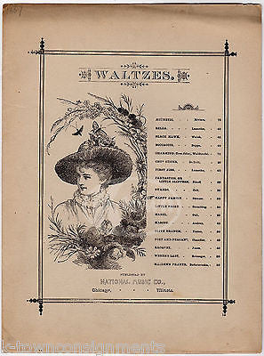 HAPPY FAMILY WALTZ STRAUSS DANCE SONG ANTIQUE ENGRAVING SHEET MUSIC - K-townConsignments