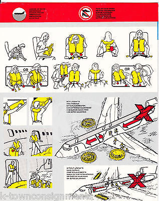 PAN AMERICAN AIRLINES 727 FLIGHT VINTAGE GRAPHIC ADVERTISING SAFETY POSTER CARD - K-townConsignments