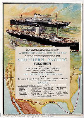 SOUTHERN PACIFIC STEAMSHIPS CALIFORNIA HAVANA CUBA ANTIQUE GRAPHIC MAGAZINE AD - K-townConsignments