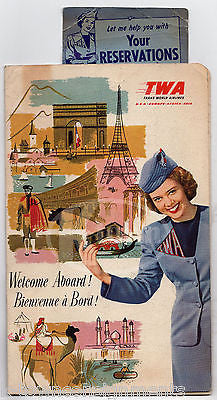 TWA TRANS WORLD AIRLINES VINTAGE GRAPHIC ADVERTISING CHICAGO FLIGHT PACKET FLYER - K-townConsignments