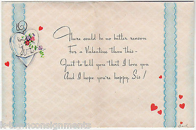 Cute Little Donkey & Lambs Sparkle Vintage Graphic Art Sister Valentine's Card - K-townConsignments