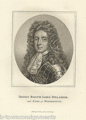 HENRY BOOTH LORD DELAMER ENGLAND ANTIQUE PORTRAIT ENGRAVING PRINT 1806 - K-townConsignments