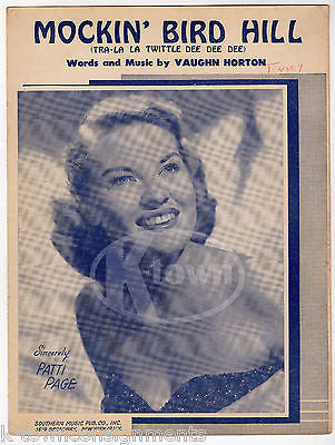 PATTI PAGE MOCKIN' BIRD HILL TRA-LA LA TWITTLE DEE DEE VINTAGE SHEET MUSIC 1949 - K-townConsignments