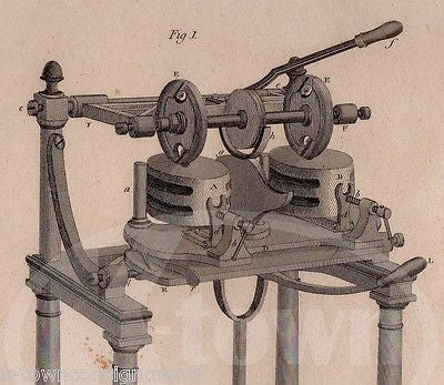 EARLY CROWN MITER SAW CARPENTRY WOOD TOOL ANTIQUE GRAPHIC ENGRAVING PRINT 1832 - K-townConsignments