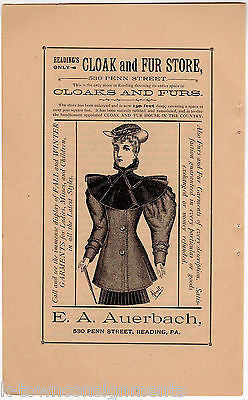 E. A. Auerbach Cloaks & Fur Store Reading PA Antique Graphic Advertising Print - K-townConsignments
