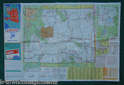 HUSKY OIL COLORADO & WYOMING VINTAGE GRAPHIC TRAVEL ADVERTISING FOLD-OUT MAP - K-townConsignments