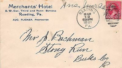 MERCHANT'S HOTEL READING PENNSYLVANIA ANTIQUE ADVERTISING LETTERHEAD 1891 - K-townConsignments