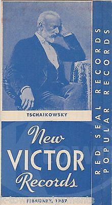 TSCHAIKOWSKY CLASSICAL MUSIC VINTAGE VICTOR RECORDS ADVERTISING FLYER 1937 - K-townConsignments