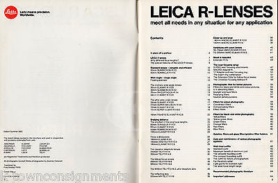 LEICA R-LENSES PHOTOGRAPHY EQUIPMENT VINTAGE LEITZ CAMERA LENS CATALOG 1983 - K-townConsignments