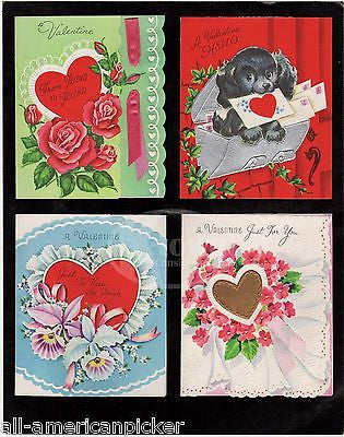 CUTE PUPPY DOG & HEARTS VINTAGE VALENTINE'S DAY GREETING CARD SALES DISPLAY - K-townConsignments