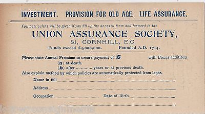 UNION ASSURANCE SOCIETY LONDON LIFE INSURANCE ANTIQUE GRAPHIC ADVERTISING FLYER - K-townConsignments