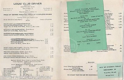 LOUIS' NATIONALLY KNOWN RESTAURANT NIAGARA FALLS VINTAGE DELUXE DINNER MENU - K-townConsignments
