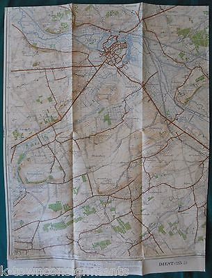 DIEST BELGIUM FINE GRAPHIC ILLUSTRATED ANTIQUE DUTCH FOLD-OUT MAP 16x21" - K-townConsignments