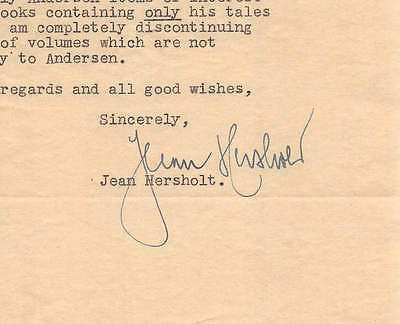 JEAN HERSHOLT SHIRLEY TEMPLE COSTAR MOVIE ACTOR AUTOGRAPH SIGNED LETTER 1953 - K-townConsignments