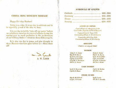 BREMERTON MARINE BARRACKS 198TH ANNIVERSARY VINTAGE EVENTS PROGRAM & MENU 1973 - K-townConsignments