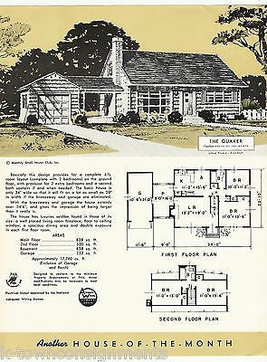 QUAKER ARCHITECTURAL HOME DESIGN VITAGE GRAPHIC ADVERTISING SALES PRINT - K-townConsignments