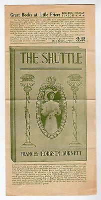 FRANCES HODGSON BURNETT THE SHUTTLE BOOK STORE AUTHOR ANTIQUE ADVERTISING FLYER - K-townConsignments