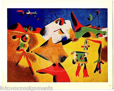 JOAN MIRO FIGURES MOUNTAINS SKY STAR VINTAGE SURREALIST ARTIST GRAPHIC ART PRINT - K-townConsignments