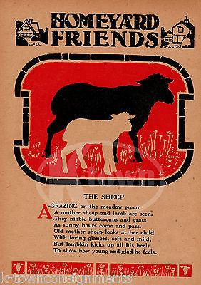 THE SHEEP BARNYARD FRIEND POEM ANTIQUE NURSERY RHYME GRAPHIC ILLUSTRATION PRINT - K-townConsignments