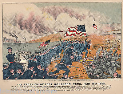 FORT DONELSON TENNESSEE VINTAGE CIVIL WAR NAVY BATTLE ILLUSTRATION POSTER PRINT - K-townConsignments