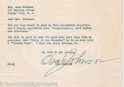 OSA JOHNSON WORLD EXPLORER AUTHOR AUTOGRAPH SIGNED WWII WALDORF LETTERHEAD 1945 - K-townConsignments