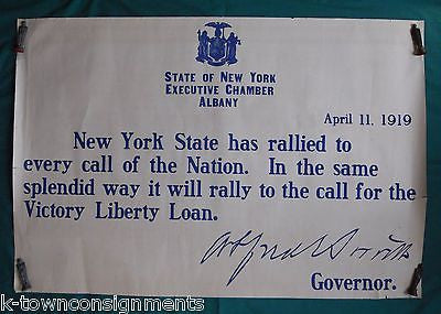 AL SMITH NEW YORK GOVERNOR ORIGINAL ANTIQUE WWI HOME FRONT LIBERTY LOAN POSTER - K-townConsignments
