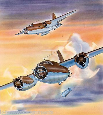 MARTIN B26 MARAUDER WWII BOMBER PLANE VINTAGE GRAPHIC ILLUSTRATION PRINT - K-townConsignments