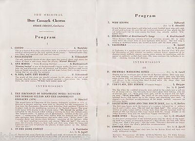 DON COSSACK SERGE JAROFF CHORUS DANCERS AUTOGRAPH SIGNED TEMPLE CONCERT PROGRAM - K-townConsignments