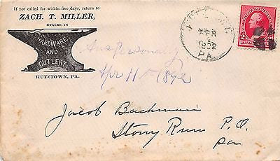 ZACH MILLER HARDWARE STORE KUTZTOWN PENNSYLVANIA ANTIQUE ADVERTISING LETTERHEAD - K-townConsignments