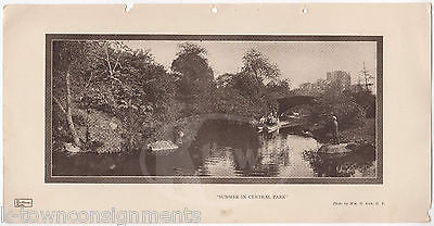 SUMMER IN CENTRAL PARK NEW YORK CITY PHOTO BY KIRK ANTIQUE GRAPHIC PRINT 1906 - K-townConsignments